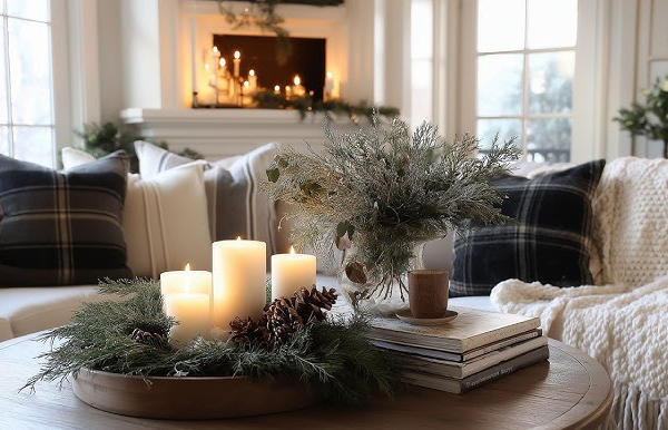 Cozy Winter Home Decor Ideas with Candles, Textures and Warm Lighting