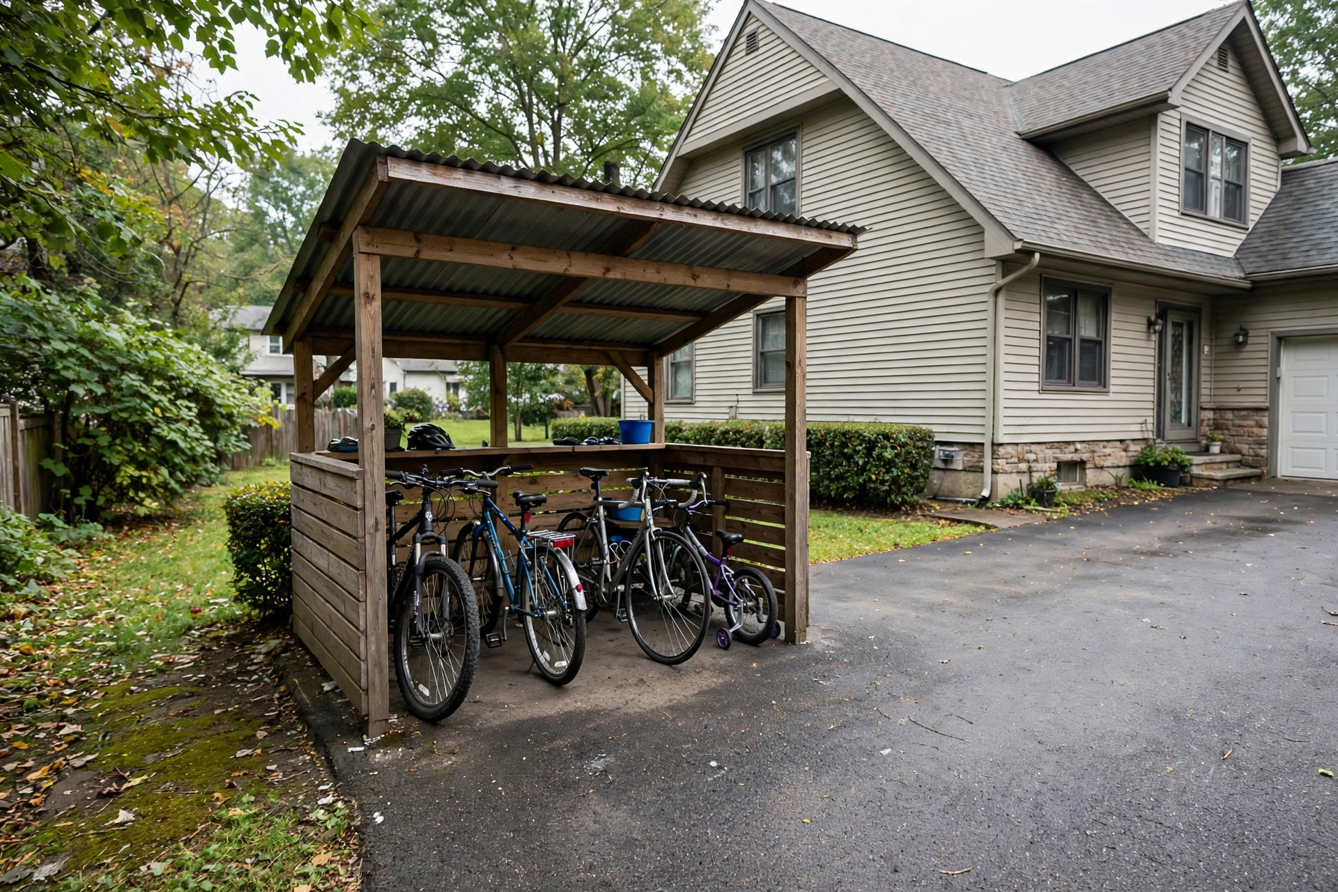 Bicycle Shelter Designs for Residential Driveways With Limited Covered Outdoor Storage