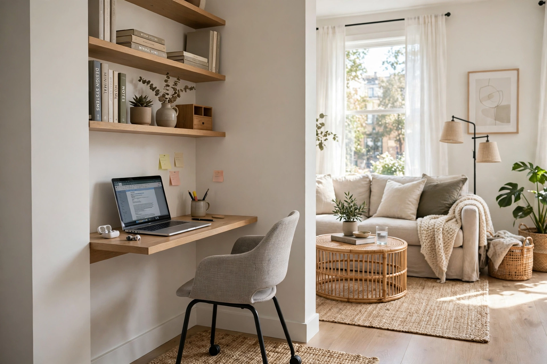 Where Can You Create a Compact Home Office Without Sacrificing Essential Living Room Space?