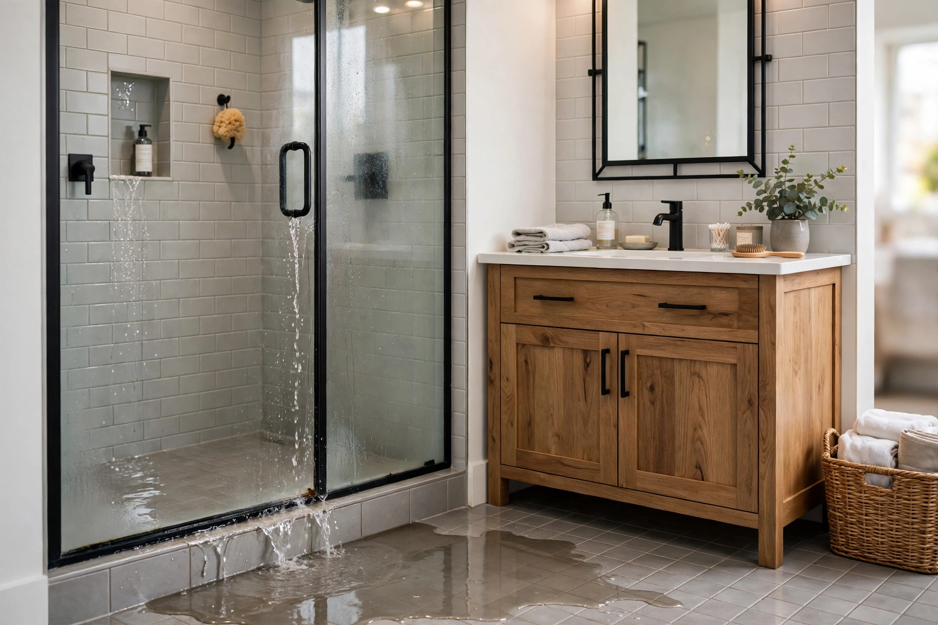Shower Door Leakage Problems That Can Gradually Damage Bathroom Flooring and Nearby Cabinets