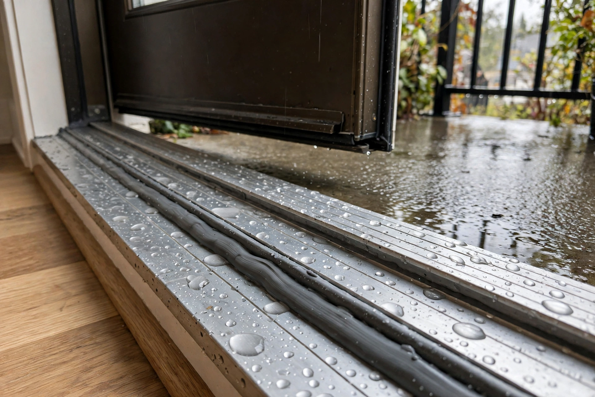 Balcony threshold waterproofing exterior door openings water damage