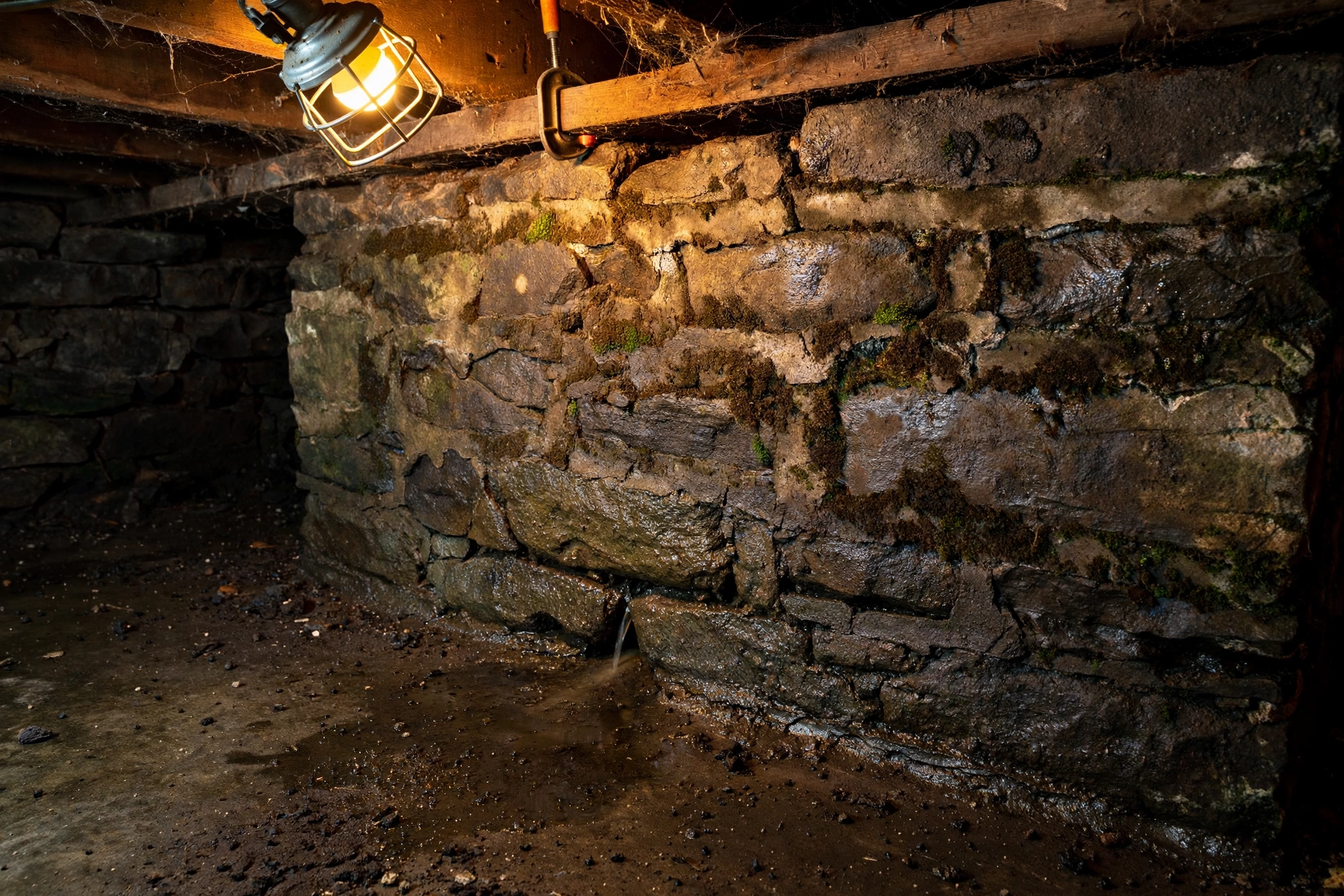 Traditional stone foundation repair groundwater intrusion older properties